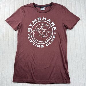 Gymshark Original Shark Head Cartoon T-Shirt Men's S Maroon Brown Logo Graphic